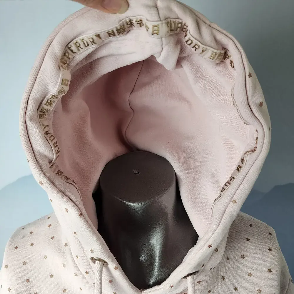 Superdry Vintage Premium Goods Shimmer All Over Print Blush Hoodie | Women's 8
